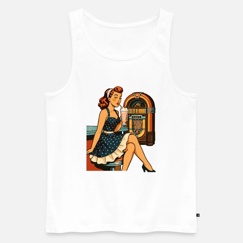 Rockabilly 50er Diner Milchshake Jukebox Retro  - Männer Premium Bio Tank Top - Weiß