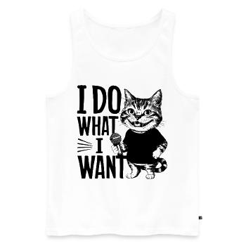 Funny cat Thé I do what I want - Débardeur bio Premium Homme - blanc - Devant - AI Model Male 178 light (178cm)