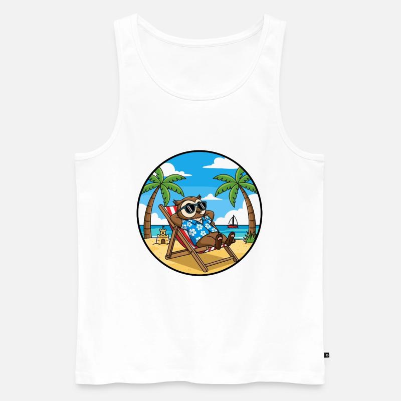 Coole Eulenstrandurlaub-Sommervibes - Männer Premium Bio Tank Top - Weiß