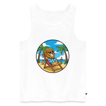 Ambiance estivale cool des vacances à Lion Beach - Débardeur bio Premium Homme - blanc - Devant - Michal (187cm)