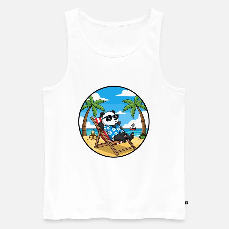 Coole Panda Beach Vacation Summer Vibes - Männer Premium Bio Tank Top - Weiß