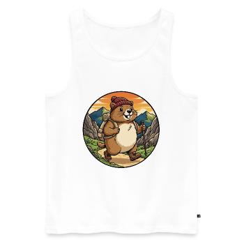 Fröhliches Wandern Marmot Mountain Trail Kunst - Männer Premium Bio Tank Top - Weiß - Vorne - Michal (187cm)