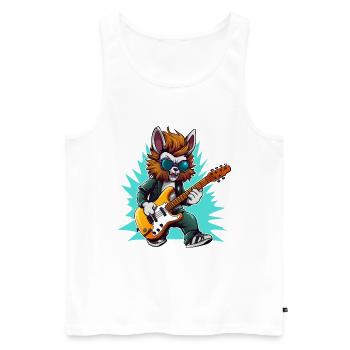 Gitarrowl Rockwolf mit Sonnenbrille - Männer Premium Bio Tank Top - Weiß - Vorne - AI Model Male 178 light (178cm)
