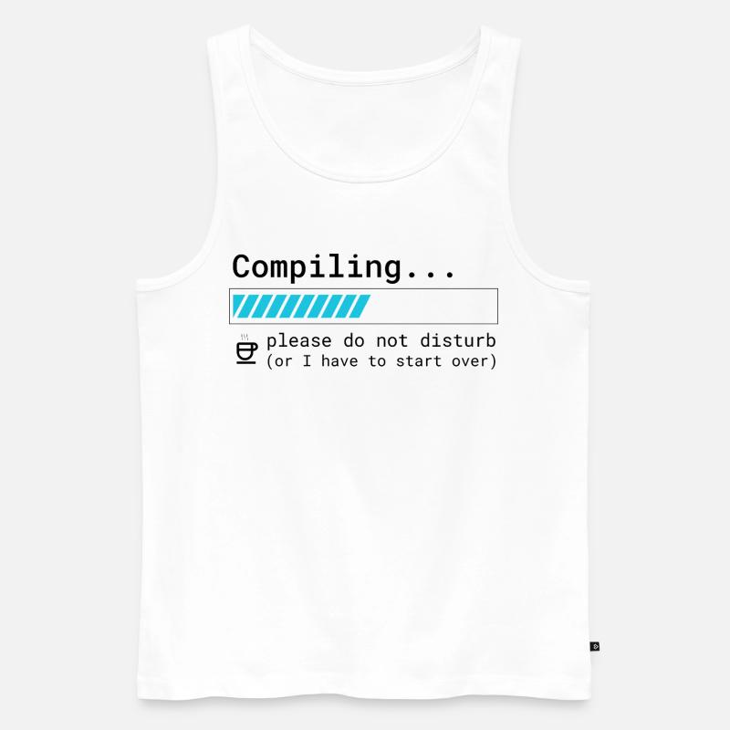Lustiges Programmierer T-Shirt - Compiling Please  - Männer Premium Bio Tank Top - Weiß