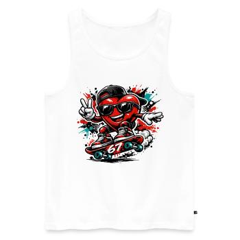 Sechs Sieben 6 7 Valentinstag Liebesgeschenk Herz - Männer Premium Bio Tank Top - Weiß - Vorne - AI Model Male 178 light (178cm)