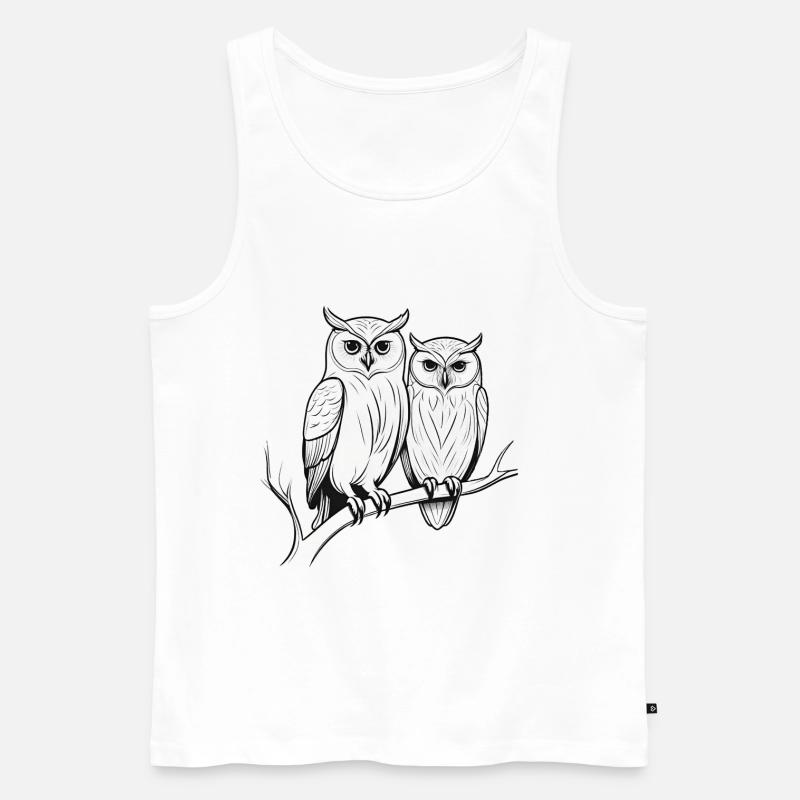 Eule Vogel Pärchen Tiere Natur - Männer Premium Bio Tank Top - Weiß