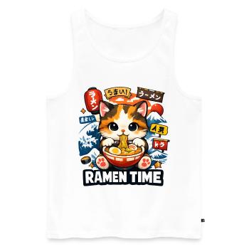 Ramen Time Cute Neko Kawaii Anime - Men's Premium Organic Tank Top - white - Front - AI Model Male 178 light (178cm)