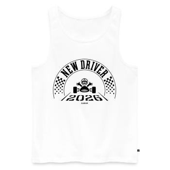 New Driver 2026 (Driving Licence / Black) - Men's Premium Organic Tank Top - white - Front - AI Model Male 178 light (178cm)