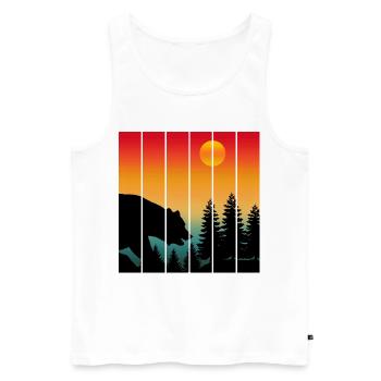 FAUNE DES OURS AU COUCHER DU SOLEIL NATURE - Débardeur bio Premium Homme - blanc - Devant - Michal (187cm)