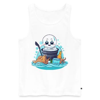 Bucket spirit in marine conservation - Men's Premium Organic Tank Top - white - Front - AI Model Male 178 light (178cm)