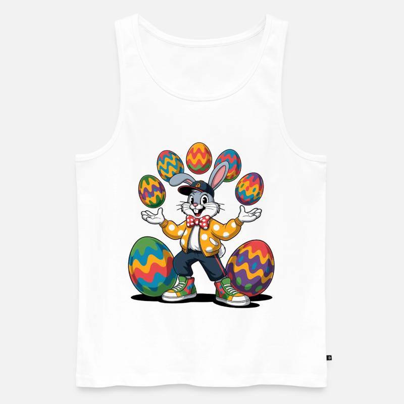 Bunter Osterhase mit farbigen Eiern - Männer Premium Bio Tank Top - Weiß