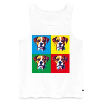 Pop Art Dog Four-Color - Men's Premium Organic Tank Top - white - Front - AI Model Male 178 light (178cm)