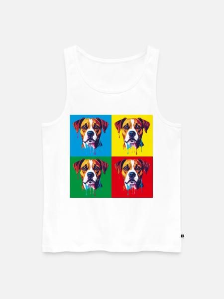 Pop-Art Hund Vierfarbig - Männer Premium Bio Tank Top - Weiß