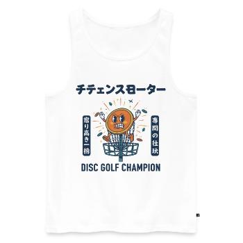 Disc-Golf-Champion lustiges Disc-Golfer-Design - Männer Premium Bio Tank Top - Weiß - Vorne - AI Model Male 178 light (178cm)