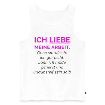 Ich liebe meine Arbeit Neon Pink - Männer Premium Bio Tank Top - Weiß - Vorne - AI Model Male 178 light (178cm)