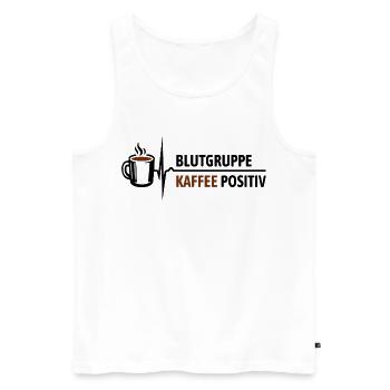 Blutgruppe Kaffee positiv - da steigt dein Puls - Männer Premium Bio Tank Top - Weiß - Vorne - Michal (187cm)