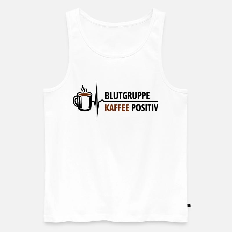 Blutgruppe Kaffee positiv - da steigt dein Puls - Männer Premium Bio Tank Top - Weiß