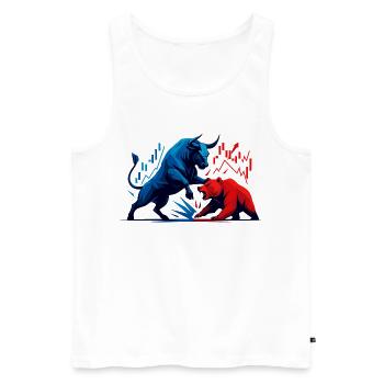 Bull vs. Bear Wall Street Stock Market Fight Stocks - Men's Premium Organic Tank Top - white - Front - AI Model Male 178 light (178cm)