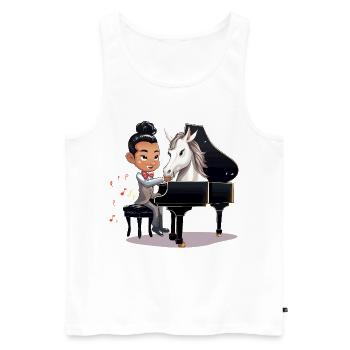 Pianiste et licorne sous les projecteurs - Débardeur bio Premium Homme - blanc - Devant - Michal (187cm)