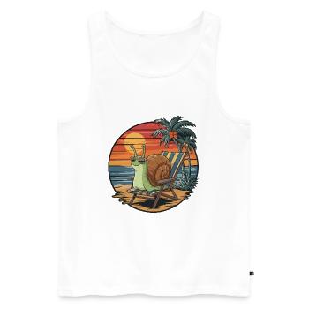 Funny Snail on Beach Summer Vacation Sunset - Men's Premium Organic Tank Top - white - Front - Michal (187cm)