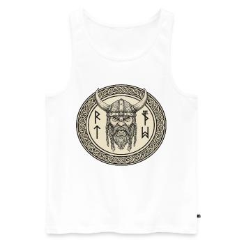 Viking Viking Legend Sailor Odin Raven Fighter - Men's Premium Organic Tank Top - white - Front - Michal (187cm)