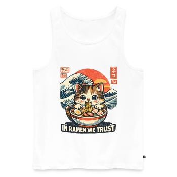 Ramen Cat In Ramen We Trust - Men's Premium Organic Tank Top - white - Front - Michal (187cm)