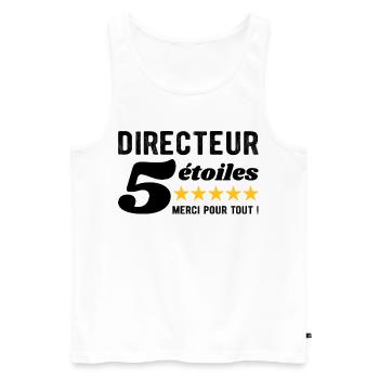 Cadeau Directeur 5 Étoiles - Merci pour tout ! - Débardeur bio Premium Homme - blanc - Devant - AI Model Male 178 light (178cm)