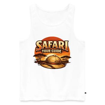 Guide touristique drôle de costume de safari - Débardeur bio Premium Homme - blanc - Devant - AI Model Male 178 light (178cm)