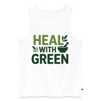 Herbalist Heal With Green Professional Practition - Men's Premium Organic Tank Top - white - Front - Michal (187cm)