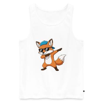 Dessins animés Cool Dab Fox Sunglasses - Débardeur bio Premium Homme - blanc - Devant - AI Model Male 178 light (178cm)