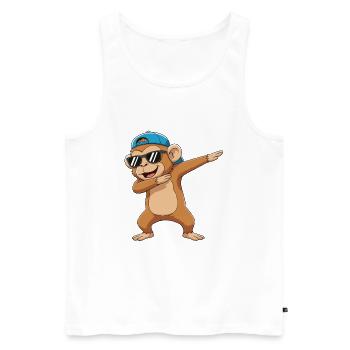 Dessin animé de lunettes de soleil singe à faire du dabing - Débardeur bio Premium Homme - blanc - Devant - Michal (187cm)