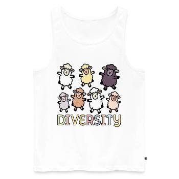 Diversité : Inclusion des moutons - Débardeur bio Premium Homme - blanc - Devant - Michal (187cm)
