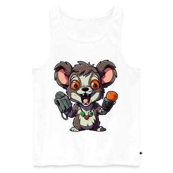 Chibi Rat Microphone Combo - Men's Premium Organic Tank Top - white - Front - AI Model Male 178 light (178cm)