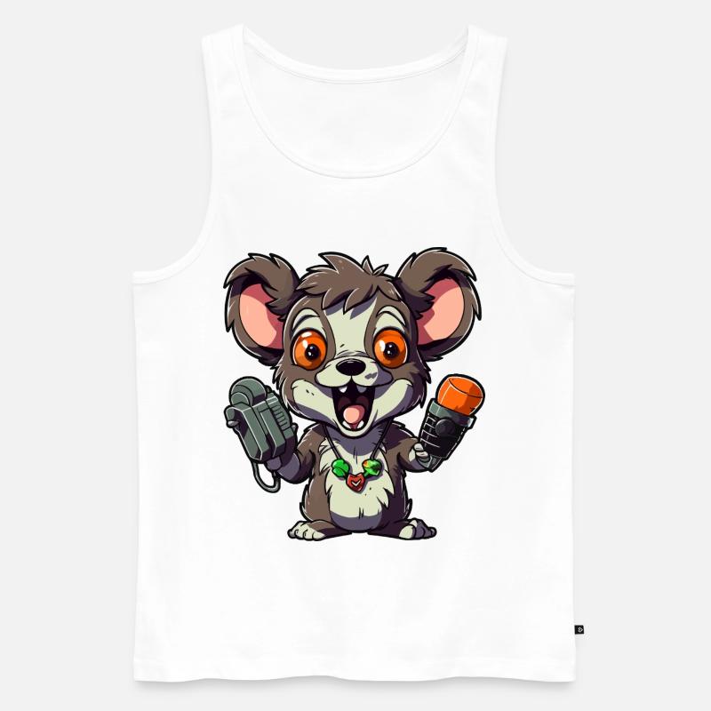 Chibi Ratten-Mikrofon-Combo - Männer Premium Bio Tank Top - Weiß