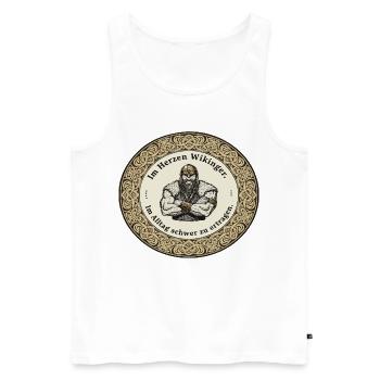 Viking Viking Legend Sailor Odin Raven Fighter - Men's Premium Organic Tank Top - white - Front - Michal (187cm)