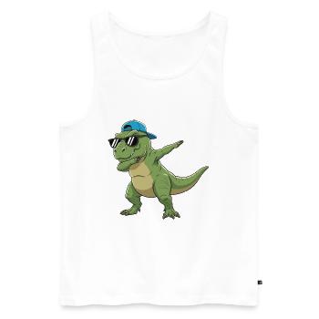 Dessin animé de lunettes T-Rex à appliquer à la perfection - Débardeur bio Premium Homme - blanc - Devant - AI Model Male 178 light (178cm)