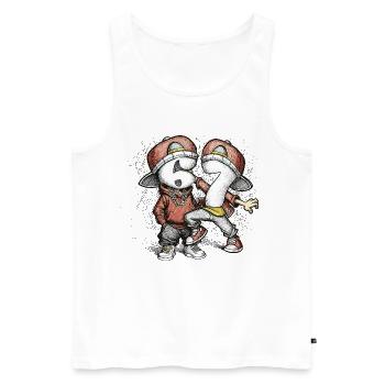 Number Duo Street Style Dancing Six Seven 67 - Men's Premium Organic Tank Top - white - Front - AI Model Male 178 light (178cm)