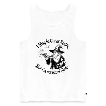 Aus den Zaubern, aber nicht aus den Hüllen - Cool Wizard - Männer Premium Bio Tank Top - Weiß - Vorne - AI Model Male 178 light (178cm)