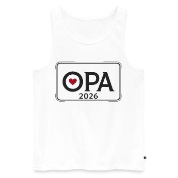OPA 2026 Stolzer Großvater Ankündigung - Männer Premium Bio Tank Top - Weiß - Vorne - Michal (187cm)
