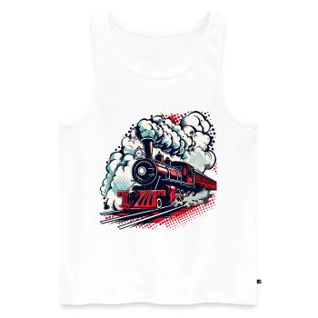Locomotive à vapeur - Débardeur bio Premium Homme - blanc - Devant - AI Model Male 178 light (178cm)