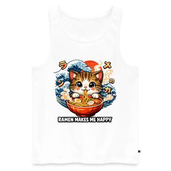 Ramen Nouilles, Amoureux des Chats, Kats Kawaii Rétro - Débardeur bio Premium Homme - blanc - Devant - Michal (187cm)