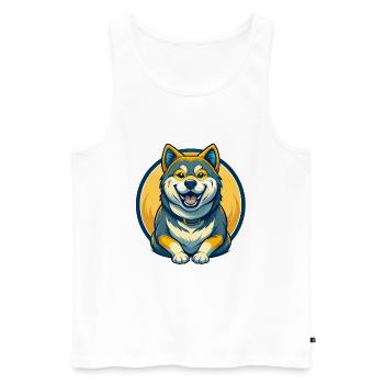 Mascotte Akita Dog Kawaii Cartoon Logo clipart Badge - Débardeur bio Premium Homme - blanc - Devant - Michal (187cm)