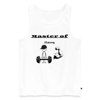 Meister des Flexens - Männer Premium Bio Tank Top - Weiß - Vorne - AI Model Male 178 light (178cm)
