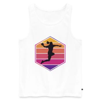 Handball Frau Silhouette - Männer Premium Bio Tank Top - Weiß - Vorne - Michal (187cm)