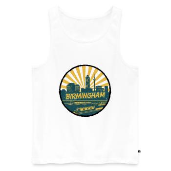 Insigne vintage du canal de la skyline de la ville de Birmingham - Débardeur bio Premium Homme - blanc - Devant - AI Model Male 178 light (178cm)