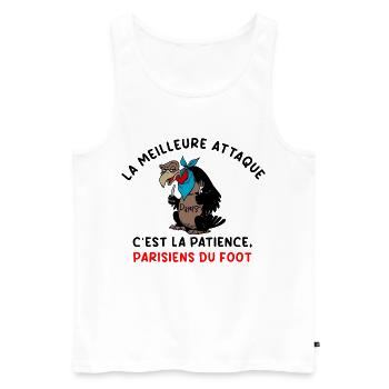 La_meilleure_attaque_c-est_la_patience_parisiens - Débardeur bio Premium Homme - blanc - Devant - AI Model Male 178 light (178cm)