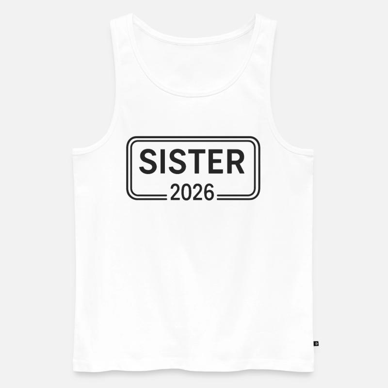 SISTER 2026 Große Schwester Ankündigung - Männer Premium Bio Tank Top - Weiß