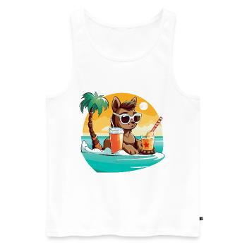 Llama on the beach in the sunlight - Men's Premium Organic Tank Top - white - Front - AI Model Male 178 light (178cm)