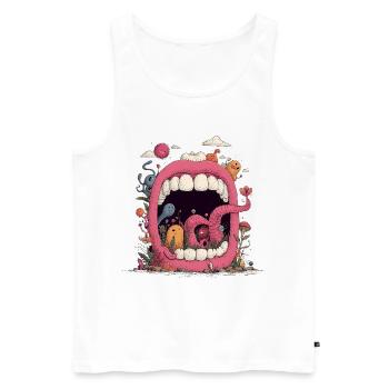 Pinke Mundwelt mit Kreaturen - Männer Premium Bio Tank Top - Weiß - Vorne - AI Model Male 178 light (178cm)