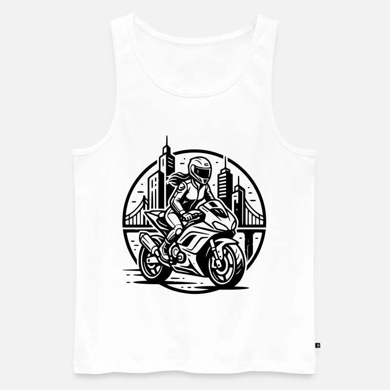 Biker, der auf ein Abenteuer geht - Männer Premium Bio Tank Top - Weiß